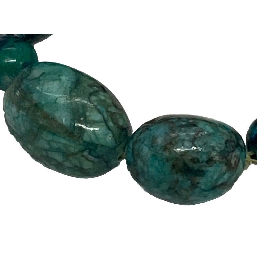 Emerald Green Agate 8” Fashion Stretch Bracelet Handcrafted Tumbled Stones Beads - Picture 4 of 13